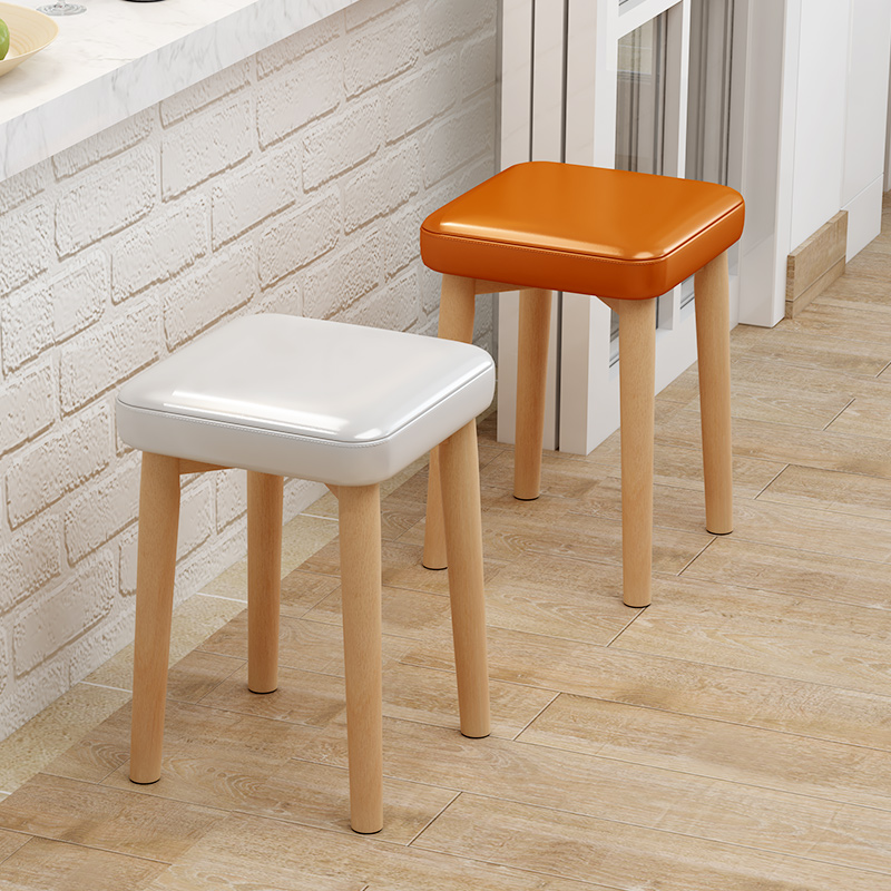 实木软包凳子现代简约家用客厅板凳可叠放餐桌凳子书桌椅子木椅子