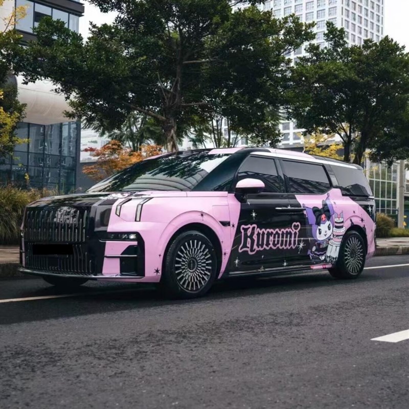 极氪009改色膜悬浮车顶双拼钢琴亮黑全车贴膜PU车衣高隔热玻璃膜