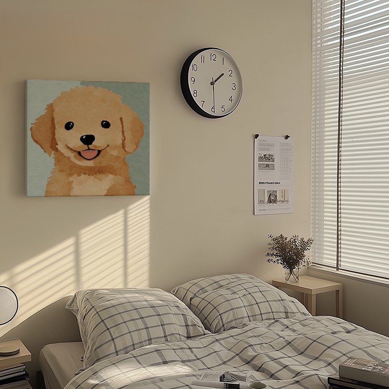 可爱狗狗装饰画平面喷绘油画沙发挂画趣味狗狗客厅儿童房多种类图片