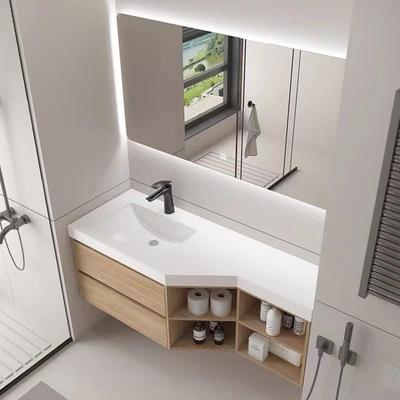 定制浴室柜洗脸盆柜组合岩板洗漱台洗手池一体盆异型切角尺寸定做