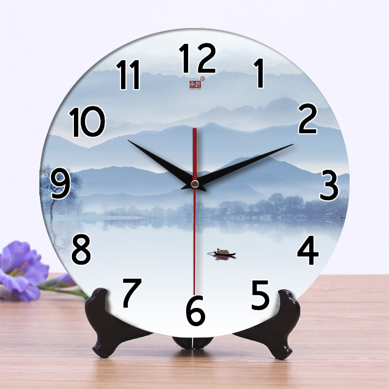 承沁陶瓷钟表时钟摆件客厅静音挂钟座钟两用中国风电子钟山水,家居饰品,座钟,淘宝优惠券,粉丝福利购,淘宝优惠卷