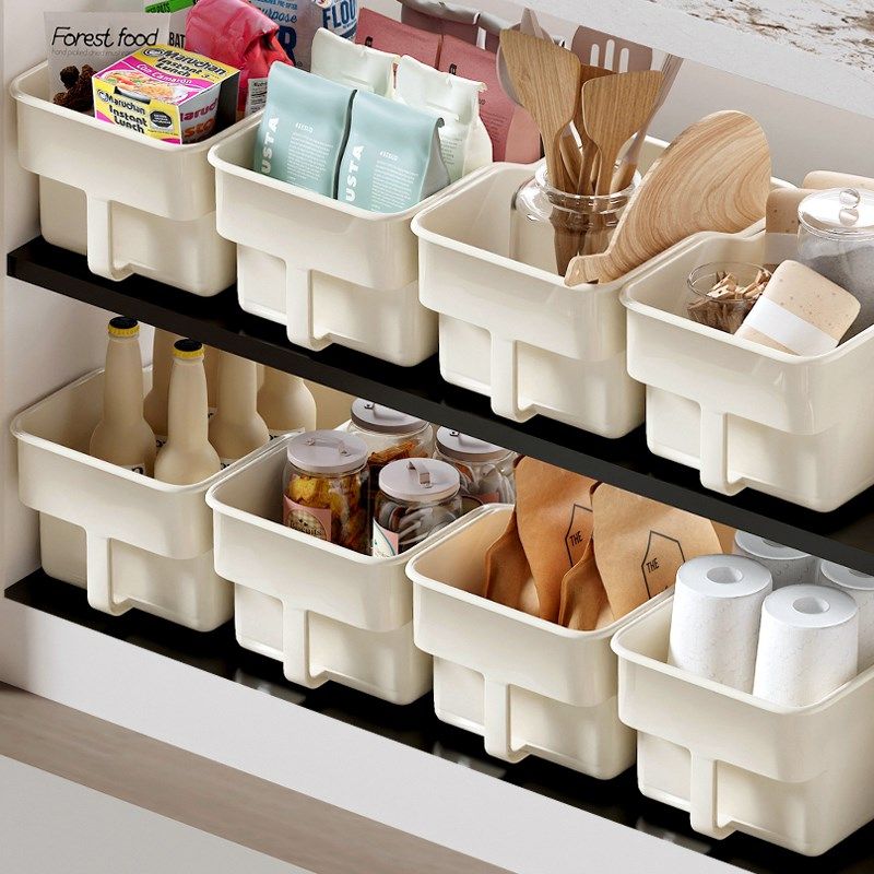 收纳盒带把手杂物筐家用厨房高处吊柜储物盒多功能顶柜整理盒,收纳整理,橱柜收纳筐,淘宝优惠券,粉丝福利购,淘宝优惠卷