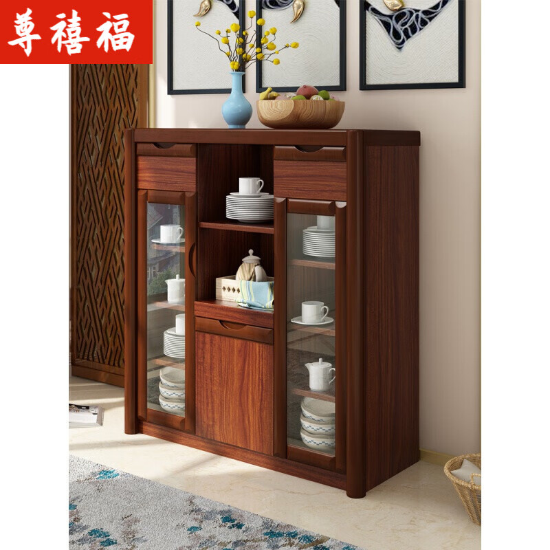 客厅餐边柜实木碗柜厨房柜子储物柜多功能酒柜现代简约茶柜茶水柜