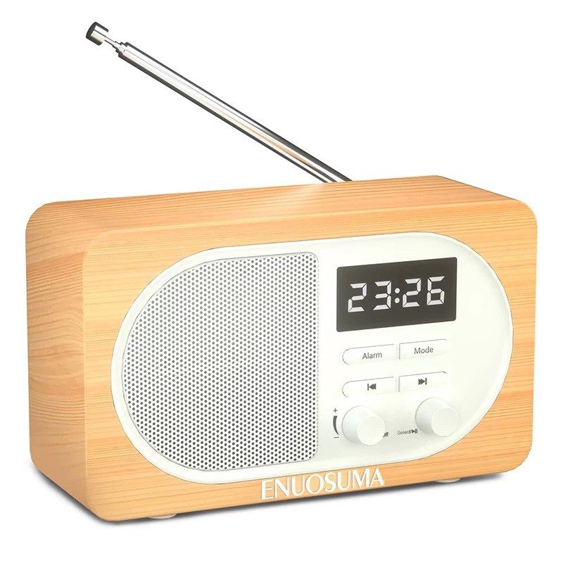 高颜值多功能复古FM收音机蓝牙音箱时钟闹钟可插TF卡/U盘/AUX IN