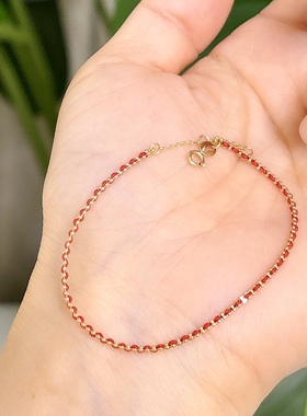 18K金红绳手链 经典时尚古巴红绳手链 80098