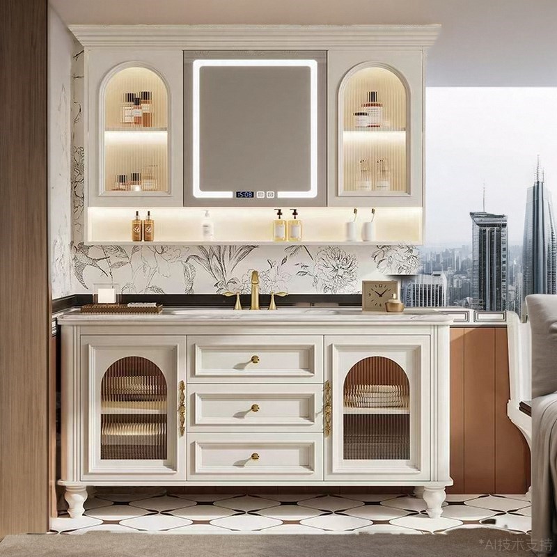 欧式实木浴室柜组合卫生间洗漱z台落地式洗脸盆储物洗手台卫浴柜