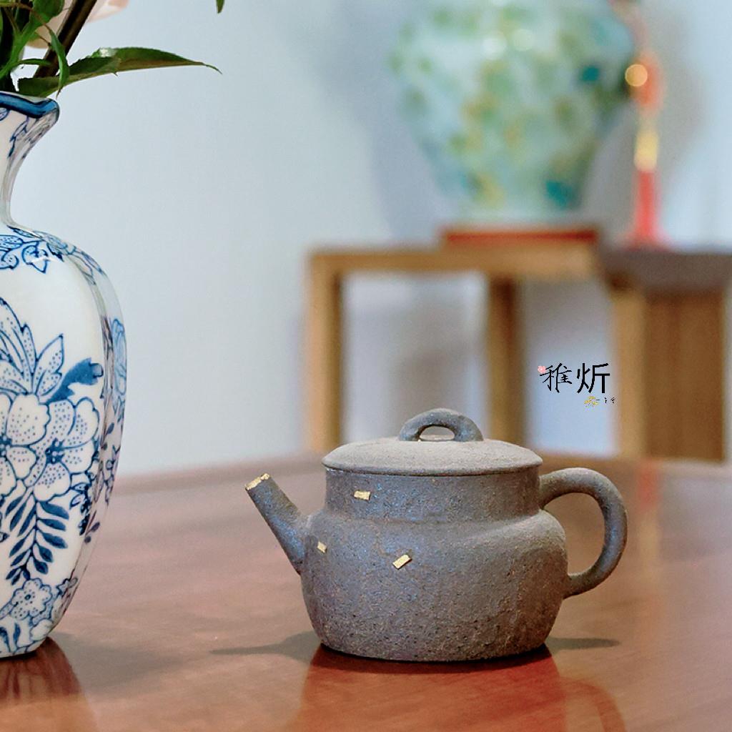 稚炘 柴烧铁胎土陶瓷汉瓦壶功夫茶具单壶茶壶创意锯钉泡茶器