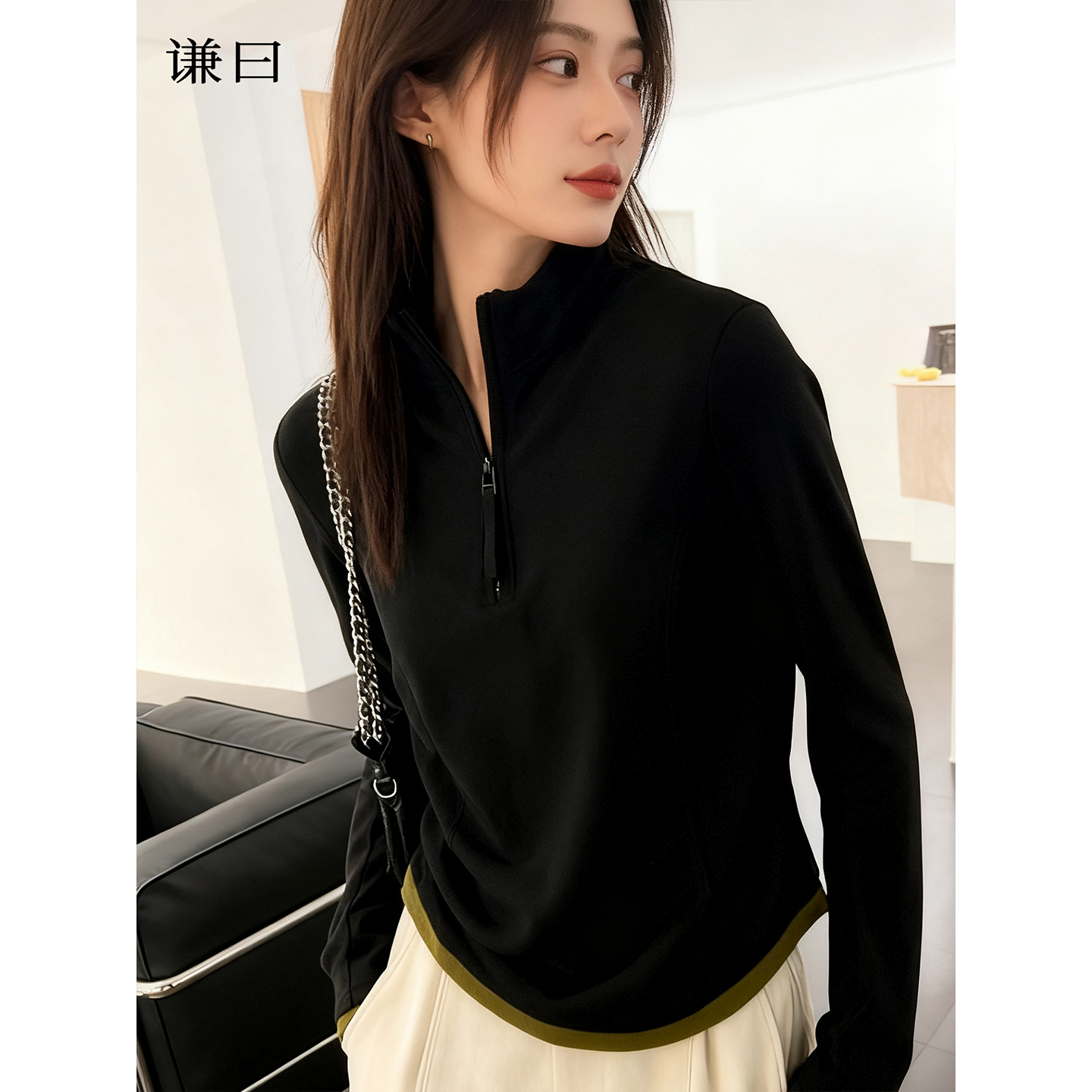时尚洋气半拉链立领卫衣