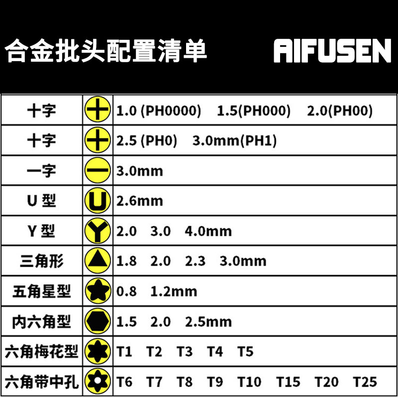 埃福森工具T1T2T3T4T5六角梅花空心中孔螺丝刀T6T7T8T10T15T20T25