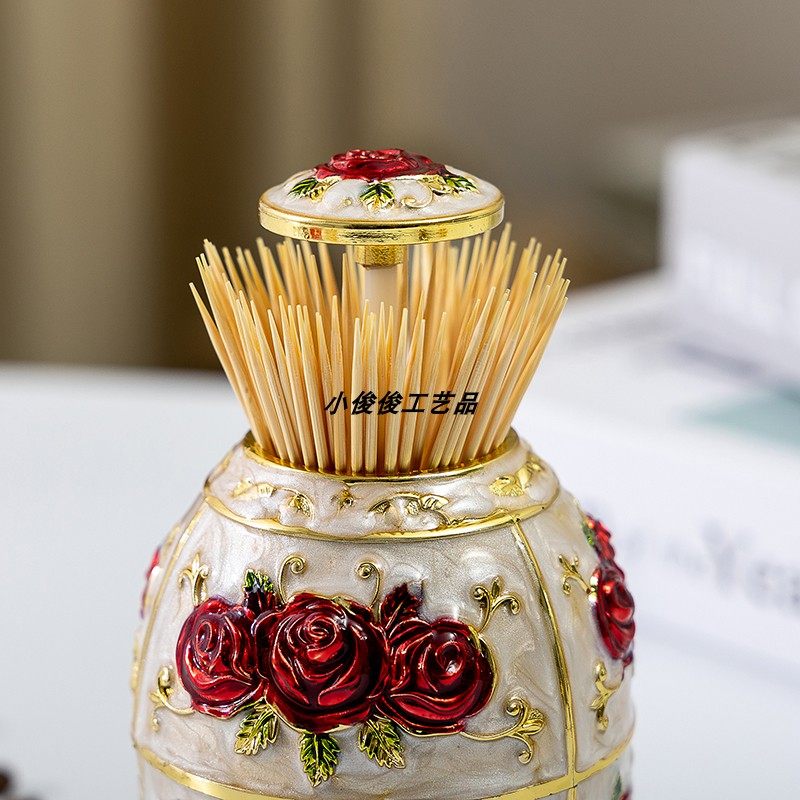 欧式牙签盒创意时尚自动按压复古牙签筒酒店KTV礼品塑料牙签罐