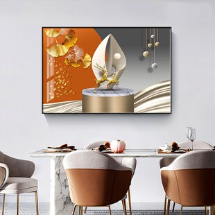 客厅餐厅装饰画横版餐边柜挂画横向入户玄关走廊过道壁画