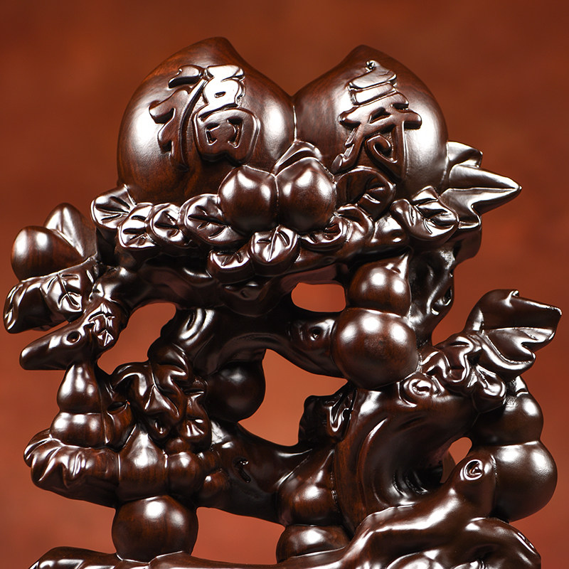 黑檀实木寿桃摆件送老年人大寿爷爷奶奶长辈实用祝寿贺寿生日礼物