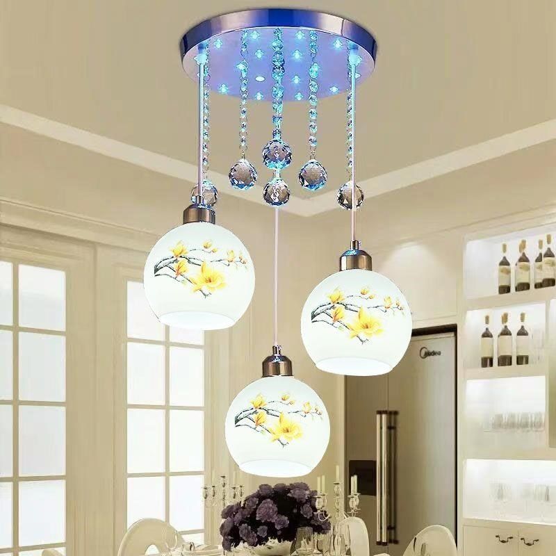 餐厅吊灯三头水晶单头玻璃饭厅吊灯简约餐桌吊灯个性创意灯具