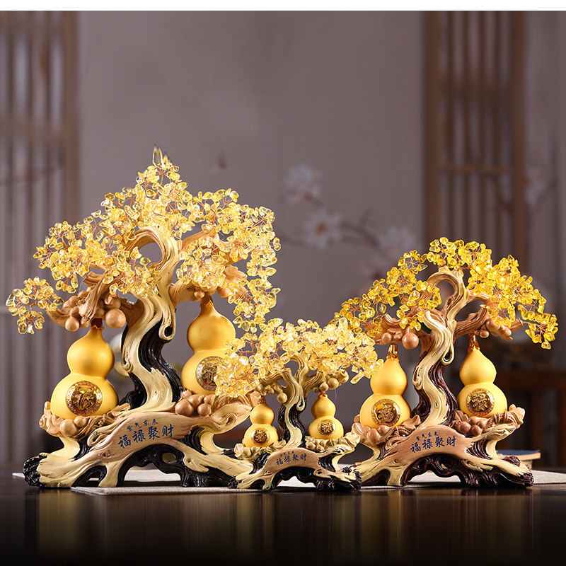 礼之源招财水晶树葫芦摆件福禄聚財家居客厅电视柜装饰品开业礼品