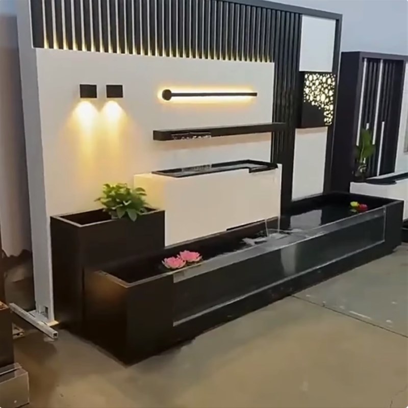 不锈钢流水景墙庭院花园水幕墙景观屏风背景墙户外花园水景影壁墙