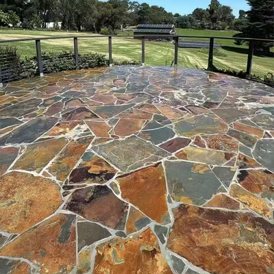 天然文化石庭院地砖不规则碎拼毛石片室内外围墙砖民宿花园背景墙