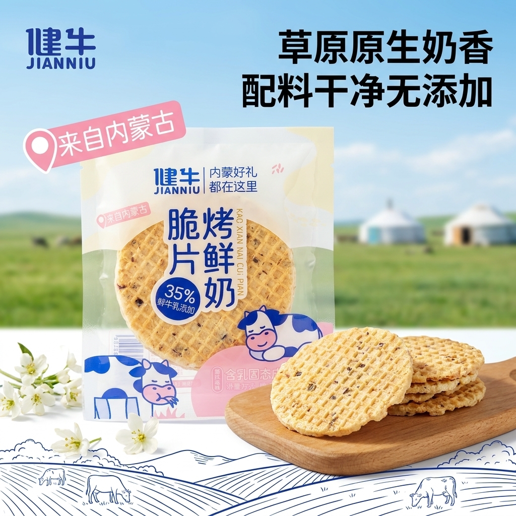 健牛烤奶皮脆片内蒙古草原特产独立包装烤鲜奶脆皮子烤酸奶奶酪片