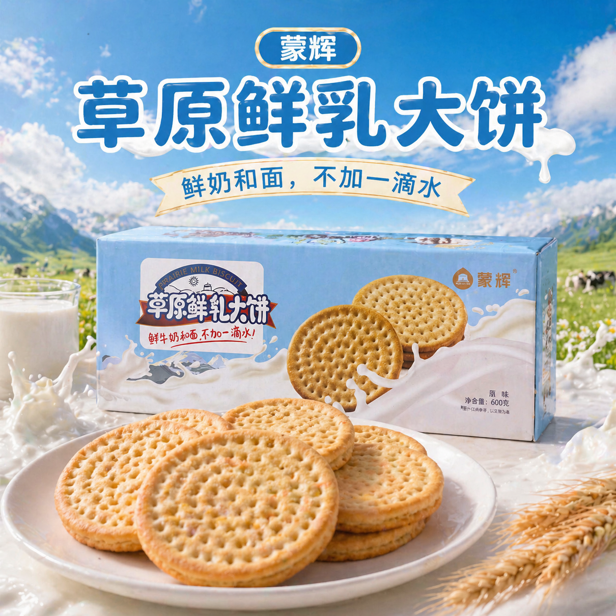 蒙辉草原鲜乳大饼干内蒙古速食早餐单独小包装牛奶学生饼干零食