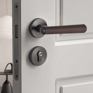 锌合金皮革开叉锁门锁室内卧室皮革箱灰色磁性静音开叉锁门把手