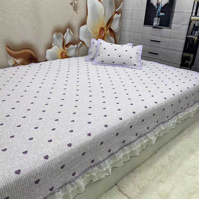 双面绗缝三层加厚夹棉可机洗碎花亲肤软凉席农村大榻榻米床盖