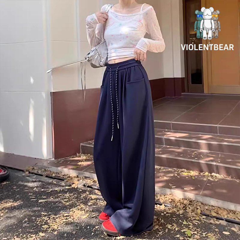 慵懒风高腰垂感阔腿裤女