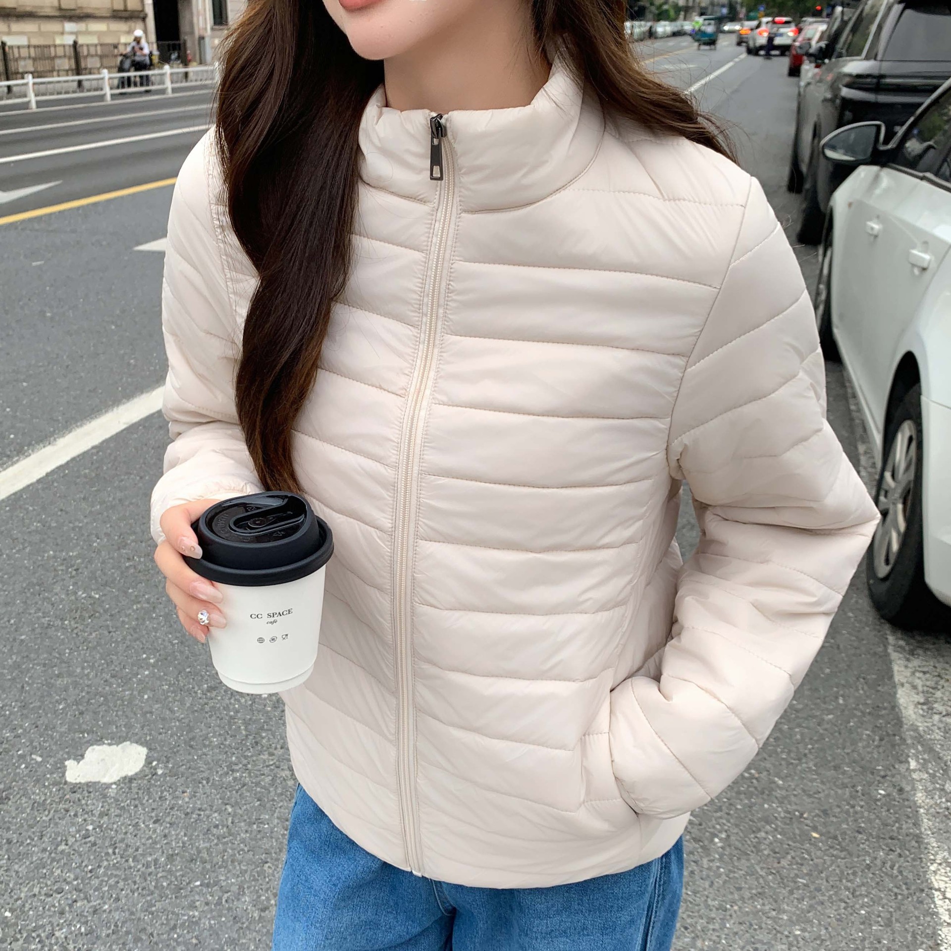 立领短款轻薄棉服女外套