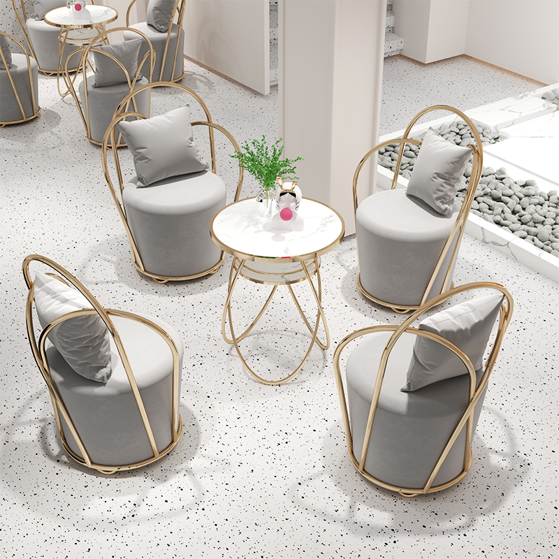 简约奶茶甜品店洽谈桌椅组合网红休闲接待小圆桌谈判洽谈会客桌椅