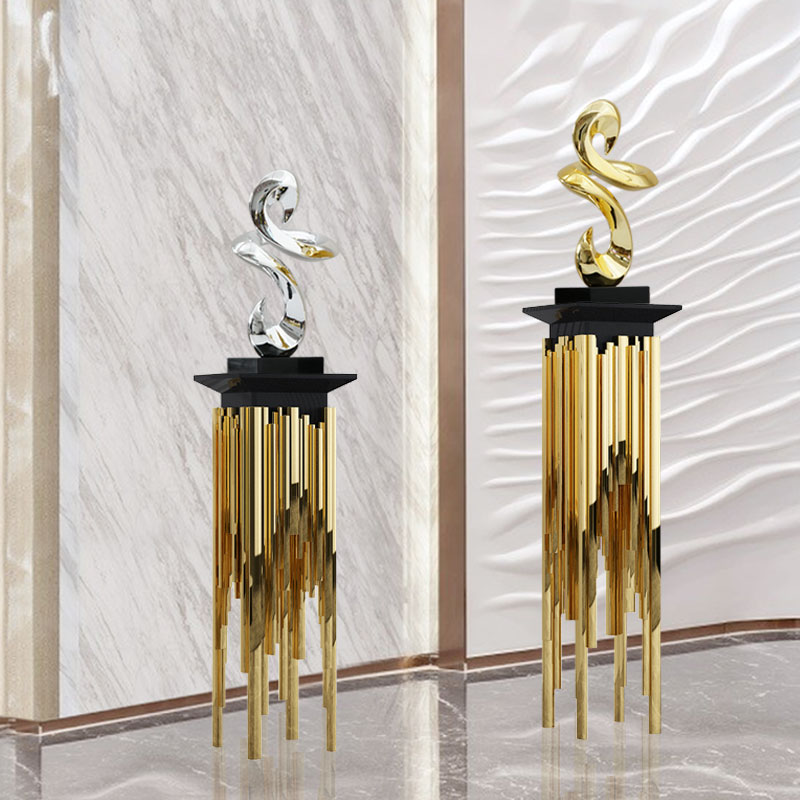 样板间抽象人物雕塑摆件现轻奢基底座售楼处酒店落地摆台