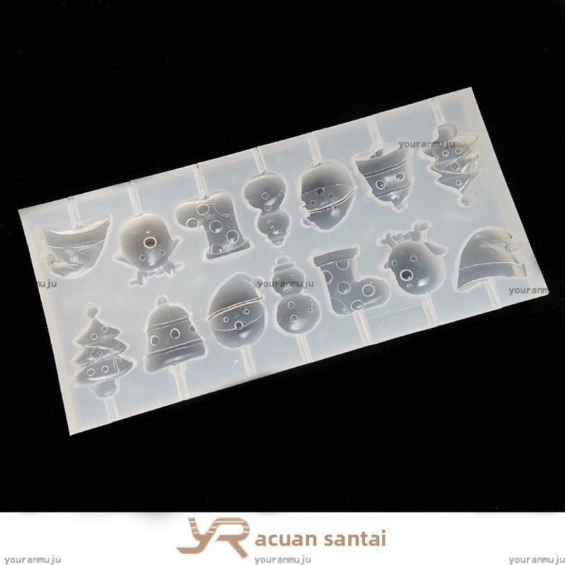 圣诞节棒棒糖模具 止咳糖  圣诞老人 麋鹿连 食品级硅胶