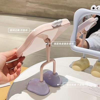 大眼趣味镜子化妆镜学生宿舍女可爱桌面台式可立便携高颜值梳妆镜