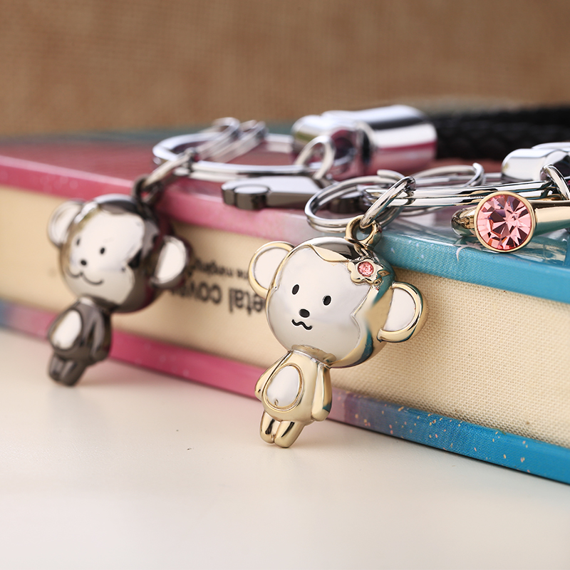 小猴子车钥匙扣情侣挂件一对网红钥匙链女挂饰定制可爱情人节礼物