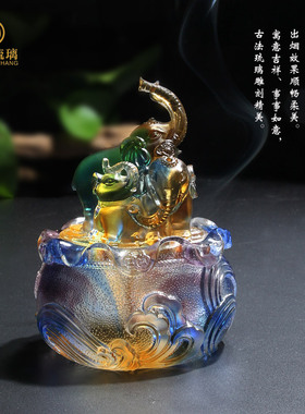 琉璃摆件招财手工熏香沉香安神创意客厅室内家用