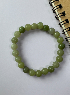 女士天然青玉手串青提青绿色珠子手串天然玉石玉髓清新小众手链女