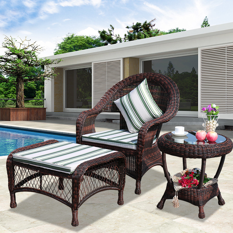 户外桌椅庭院藤椅室外休闲花园桌椅阳台露台塑木藤编桌椅