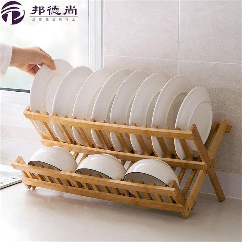 放碗架子餐具架双层厨房沥水碗架楠竹碗碟架收纳可折叠沥碗,厨房/烹饪用具,碗架,淘宝优惠券,粉丝福利购,淘宝优惠卷