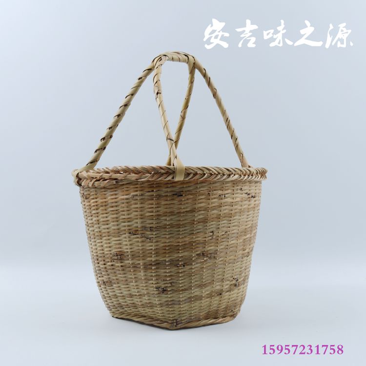 菜篮子竹筐竹篓购物手提竹篮买菜篮水果篮环保菜篮鸡蛋篮提篮