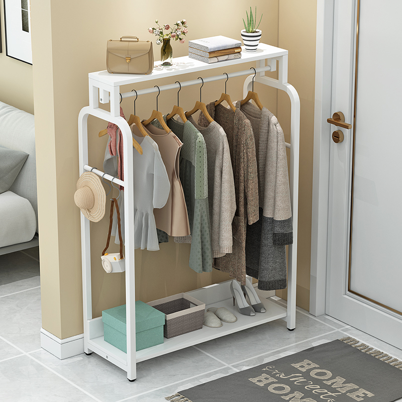 家用卧室铁艺落地衣帽架现简约挂衣架宿舍阳台单杆式晾架子