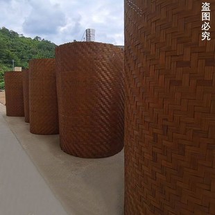 复古碳化竹席吊顶装饰室内贴墙群工地酒店农家乐装修隔断用