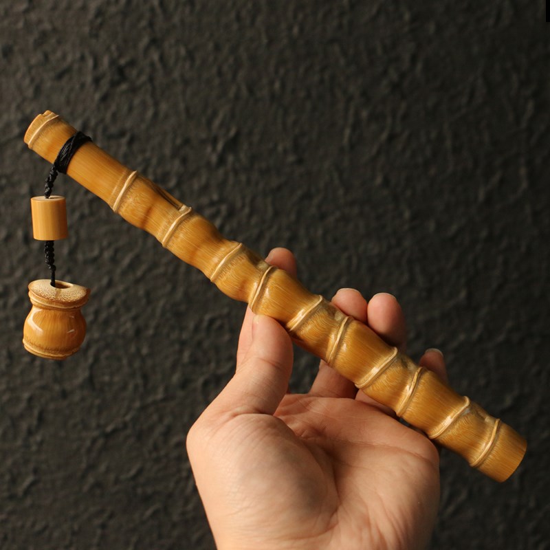 一物一拍精品纯手工精磨天然十几年罗汉竹手把件竹雕多节玉竹把玩