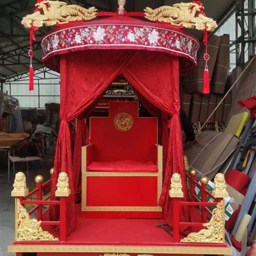 汉婚步撵明制婚礼凤撵轿子八抬圆顶刺绣木雕描金可十六抬中式婚庆