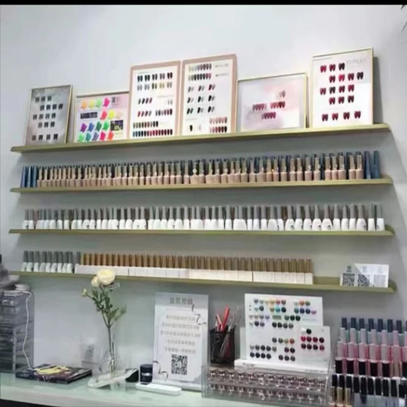 铁艺美甲展示架子墙上隔板化妆品货架装饰置物架壁挂甲油胶收纳架