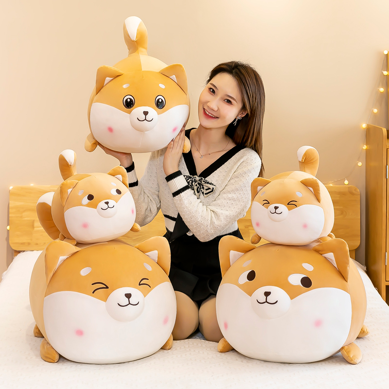 圆球柴犬抱枕床上夹腿睡觉玩偶公仔男孩布娃娃女生毛绒玩具狗可爱