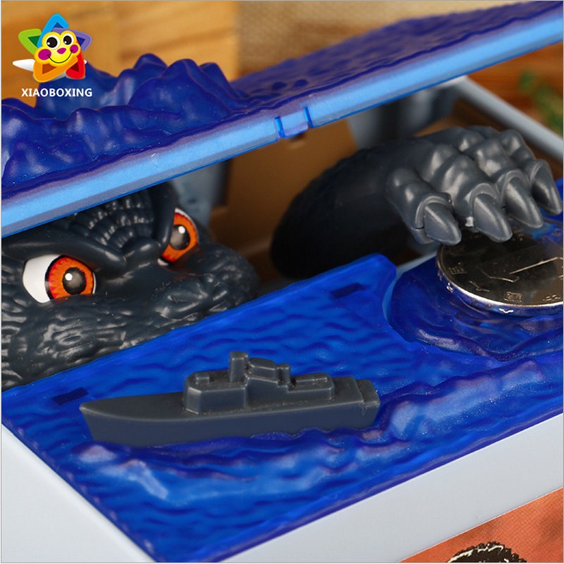 偷钱哥斯拉可爱恐龙存钱罐创意男孩男生带灯光音效个性电动储蓄罐