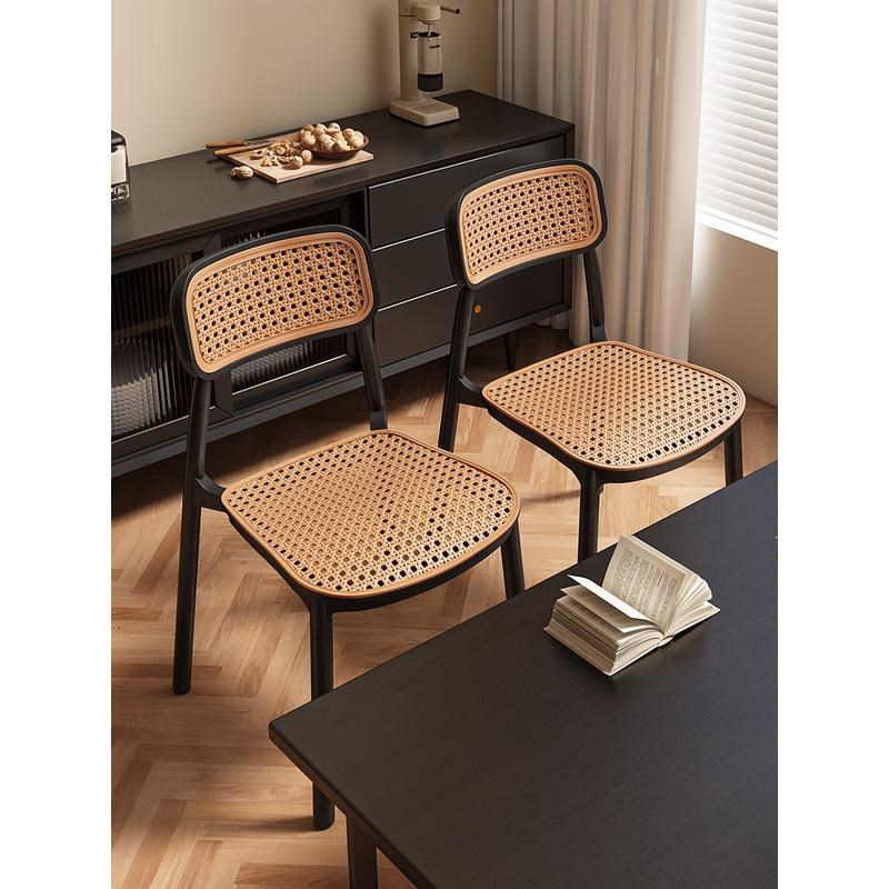 简约书桌椅子舒服久坐电脑椅复古藤编餐椅卧室休闲靠背椅办公新款