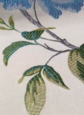 窗帘面料刺绣绣花500407牡丹花