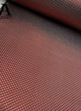 红色单根斜纹金银丝碳纤维布汽车游艇管材板材制作编织布