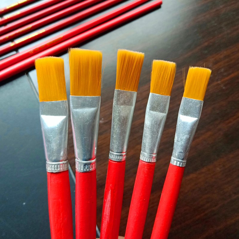 红杆尼龙毛扁平油画笔排笔水粉水彩笔工业油漆丙烯画美术颜料笔刷
