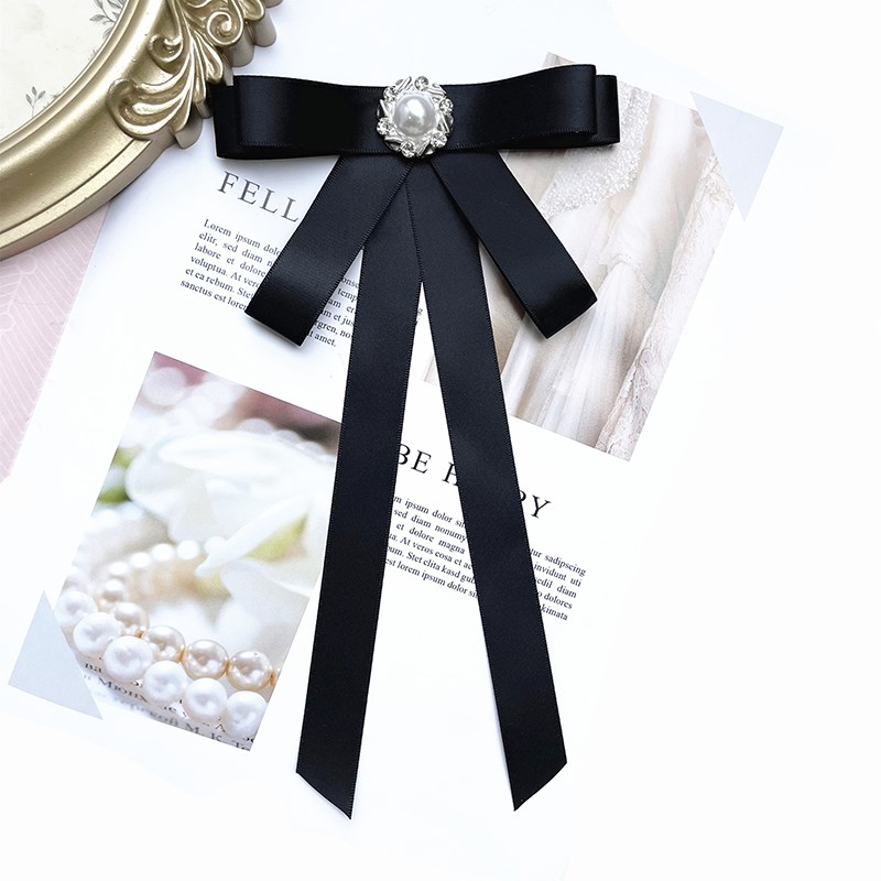 学院风格子连衣裙领结蝴蝶结女黑色辣妹短裙领花校服制服免打配饰