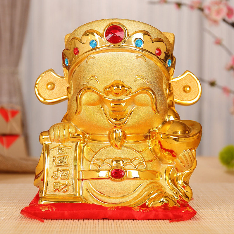 速发新品镀金财神爷陶瓷佛像摆件创意储蓄罐存钱罐装饰品