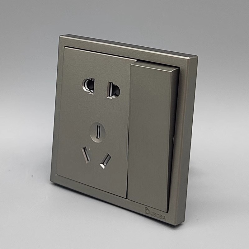 深灰色一位双控开关86型1位单联1开单联子大五孔电源5孔电源插座